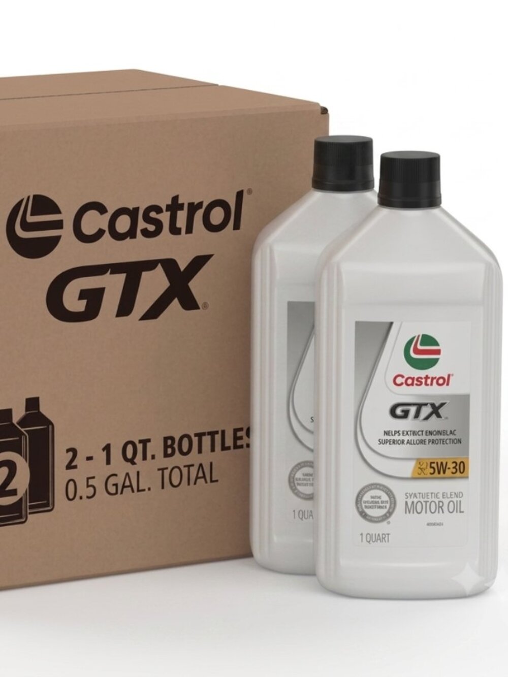 Castrol GTX Synthetic Blend 5W-30 Motor Oil, Case of 2-1 Quart Bottle | 15A66C